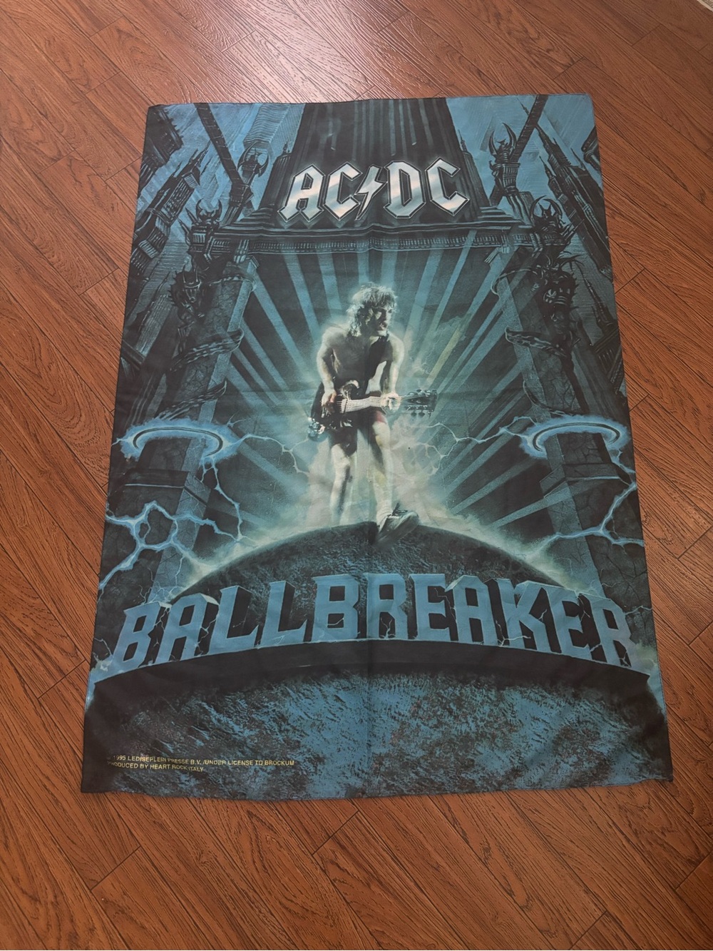 vintage ac/dc ballbreaker cloth wall decor brocken italy 1995